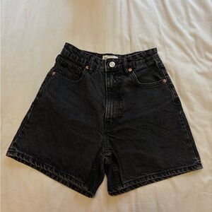 Zara Washed Black Denim Shorts